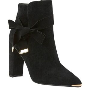 Ted Baker Black Ankle Boots with Bow Accent